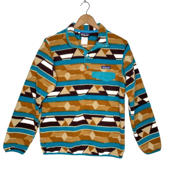 Patagonia Sweaters - Patagonia Synchilla Pullover Sweater Fleece Jacket Aztec Print Snap T Size XS